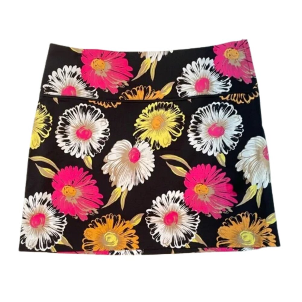 H&M Vintage Y2K Black Floral Print Mini Skirt Size 6